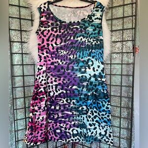 Rainbow Leopard Tank Dress NWOT with Pockets